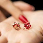 Boucles d'oreilles femme en argent avec trèfle cœur rouge